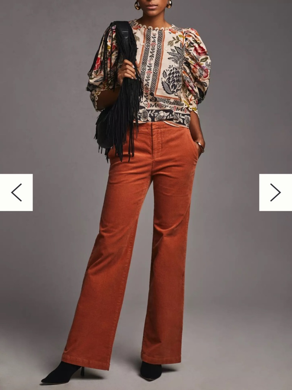 Maeve Anthropologie Wide-Leg Thin Corduroy Trousers US 16 Orange NWOT